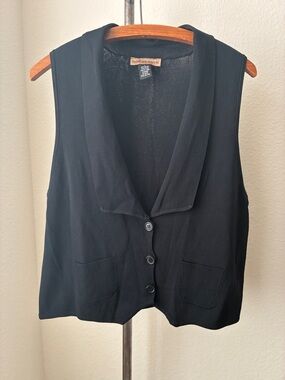 Y2K Notations sz L Black Knit Vest Menswear Style Dark Academia Goth Waistcoat